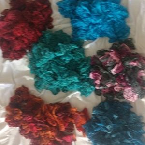6 handmade long single strand scarves